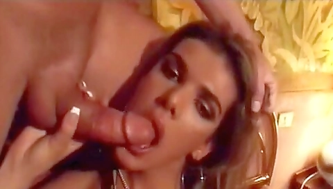 Busty brunette in a vintage suit gets her ass banged