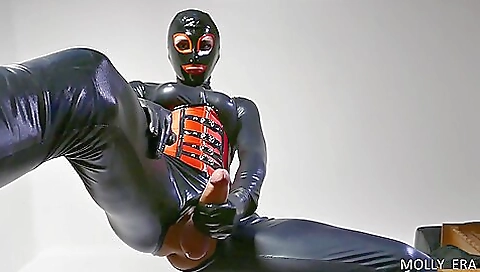 Sexy girl masturbating on the couch with her lover's cock