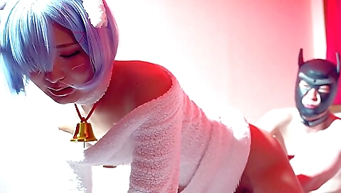 Japanese chick with a watermelon ascension does a blowjob