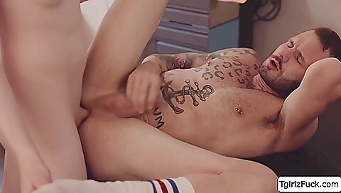 Horny blonde with nice tits takes a deepthroat fuck