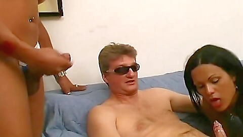 Big cock threesome with a big booty in vintage porn