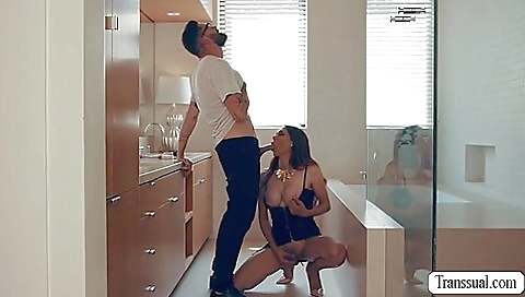 Busty brunette with big tits gets fucked by his stepson