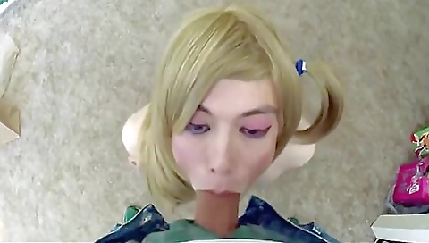 Hot brunette 18+ with a deep throat fucks his dick