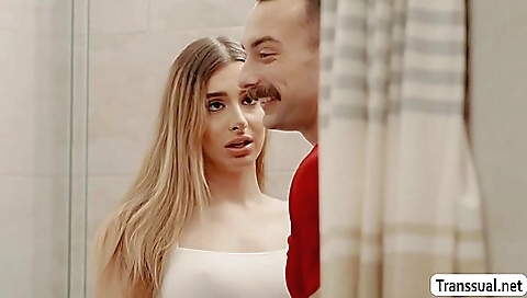 Red-haired shemale gets her ass stretched wide open